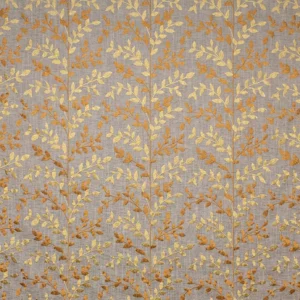 brown botanical embroideried fabric from Fibre Naturelle