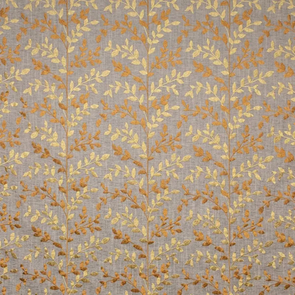 Zoe Fabric - Bronze / Tortilla by brown botanical embroideried fabric from Fibre Naturelle