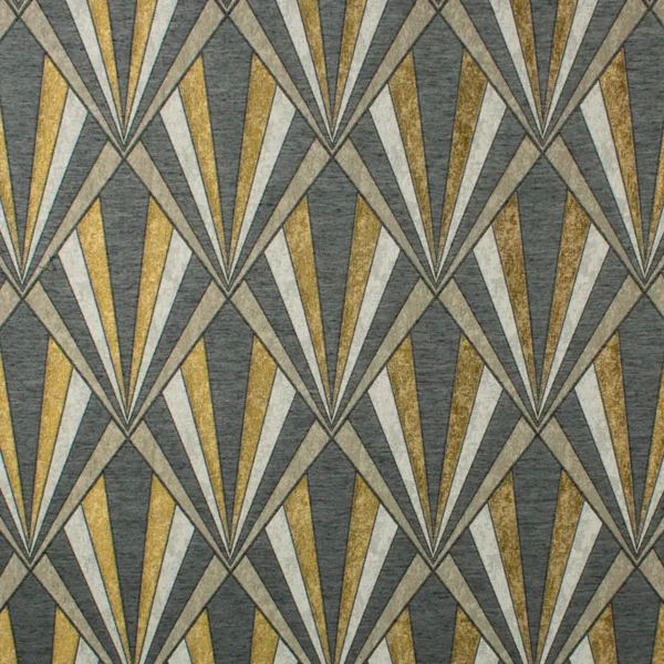 Vogue Fabric - Polished Brass by black-grey geometric jacquard fabric from Fibre Naturelle