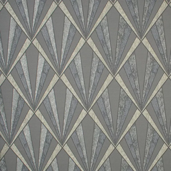 Vogue Fabric - Pewter Nickel by black-grey geometric jacquard fabric from Fibre Naturelle