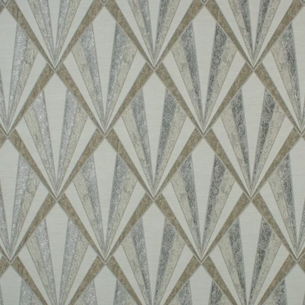 Vogue Fabric - Satin Chrome by white geometric jacquard fabric from Fibre Naturelle