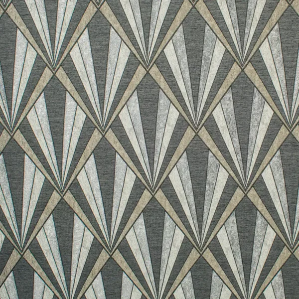 Vogue Fabric - Black Chrome by black-grey geometric jacquard fabric from Fibre Naturelle