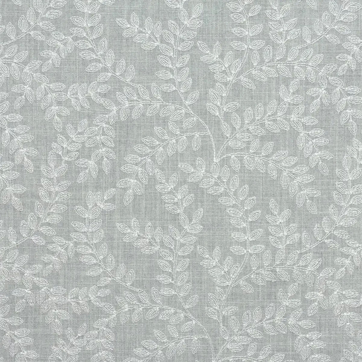 Wisley Fabric - Silver by black-grey botanical embroideried fabric from Fibre Naturelle