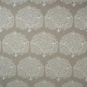 white botanical jacquard fabric from Fibre Naturelle