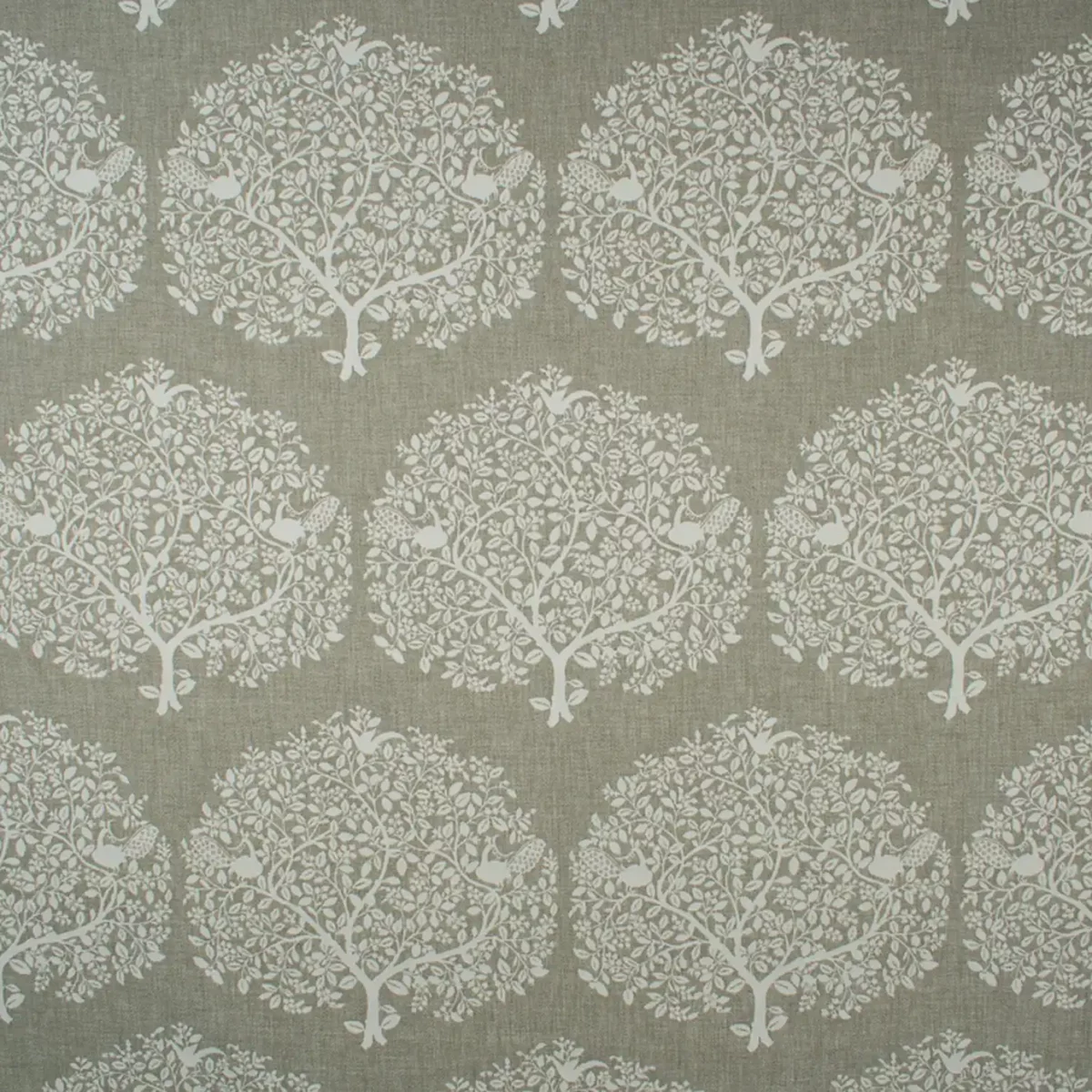 Tree of Life Fabric - Cloud by white botanical jacquard fabric from Fibre Naturelle