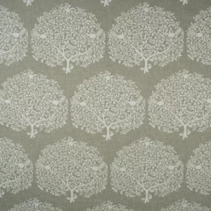 white botanical jacquard fabric from Fibre Naturelle