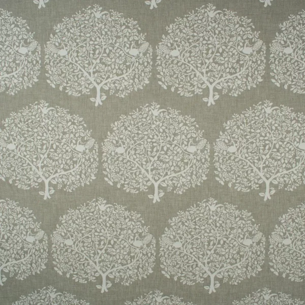 Tree of Life Fabric - Cloud by white botanical jacquard fabric from Fibre Naturelle