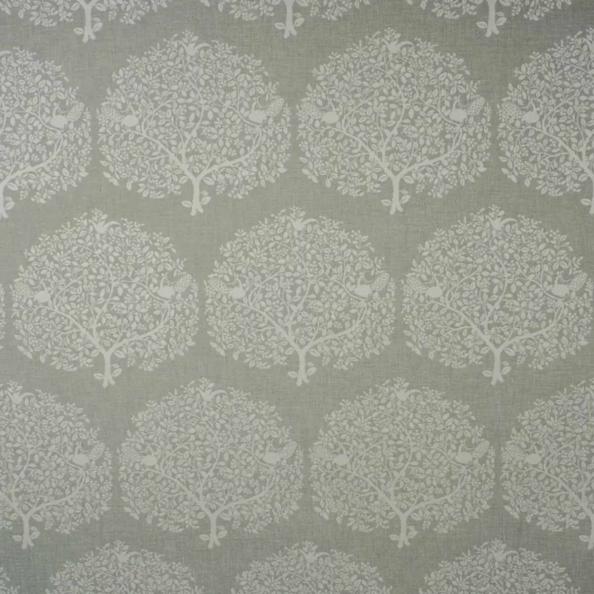 Tree of Life Fabric - Silver by white botanical jacquard fabric from Fibre Naturelle