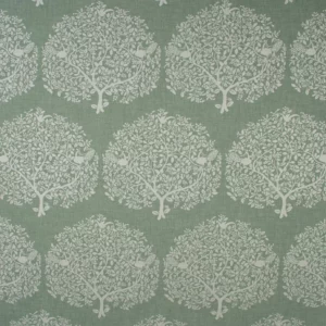 green botanical jacquard fabric from Fibre Naturelle