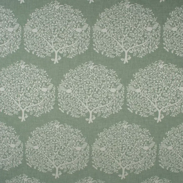 Tree of Life Fabric - Willow by green botanical jacquard fabric from Fibre Naturelle