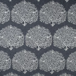 blue botanical jacquard fabric from Fibre Naturelle
