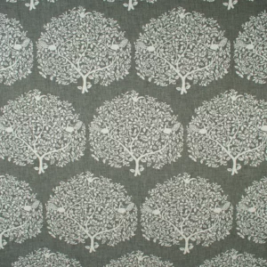 black-grey botanical jacquard fabric from Fibre Naturelle
