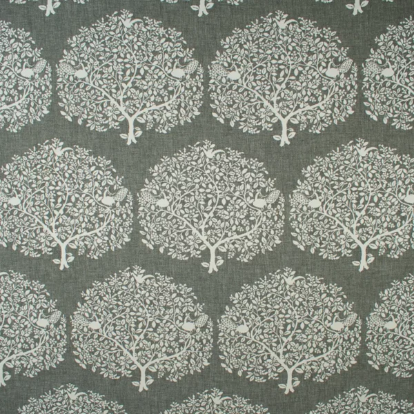 black-grey botanical jacquard fabric from Fibre Naturelle