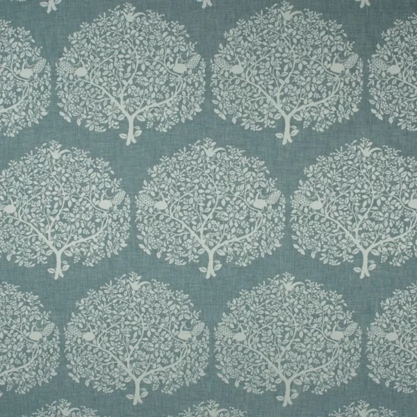Tree of Life Fabric - Arona by blue botanical jacquard fabric from Fibre Naturelle