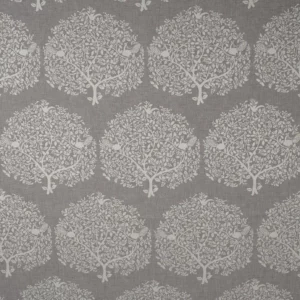 black-grey botanical jacquard fabric from Fibre Naturelle