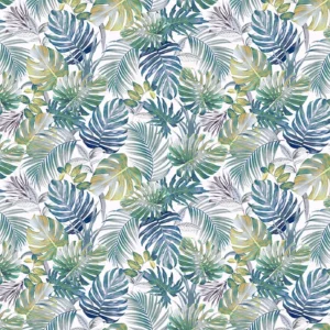 blue botanical cotton fabric from Fibre Naturelle