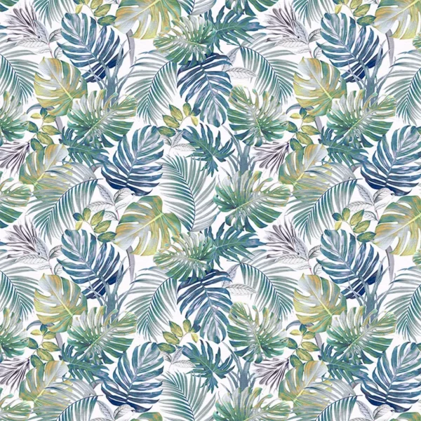 Panama Fabric - Boquete by blue botanical cotton fabric from Fibre Naturelle