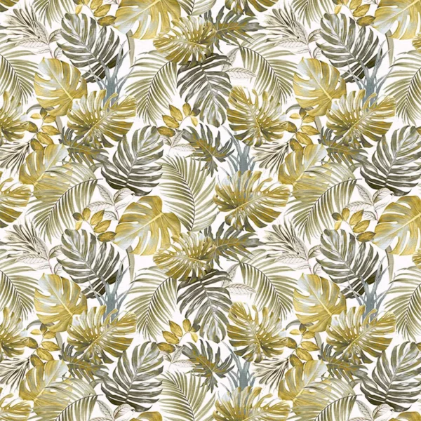 Panama Fabric - Anistad by yellow botanical cotton fabric from Fibre Naturelle