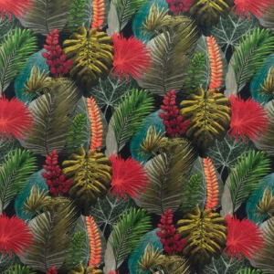 green botanical velvet-chenille fabric from Fibre Naturelle