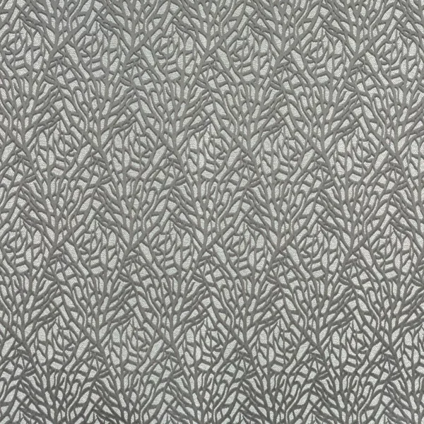 black-grey botanical jacquard fabric from Fibre Naturelle