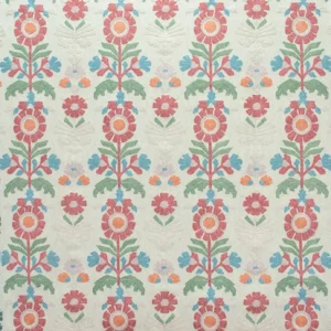 red botanical embroideried fabric from Fibre Naturelle