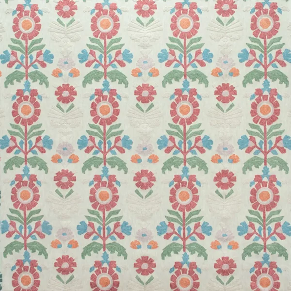 red botanical embroideried fabric from Fibre Naturelle
