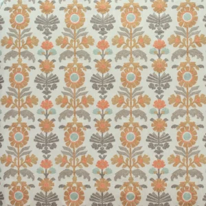 orange botanical embroideried fabric from Fibre Naturelle