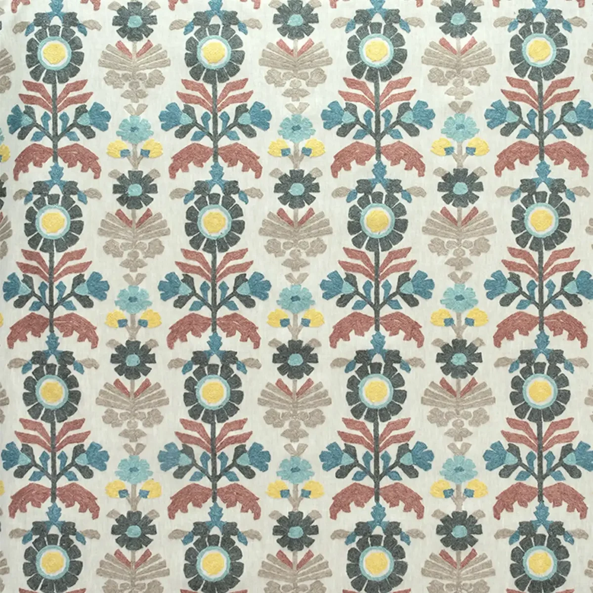 multicolour botanical embroideried fabric from Fibre Naturelle