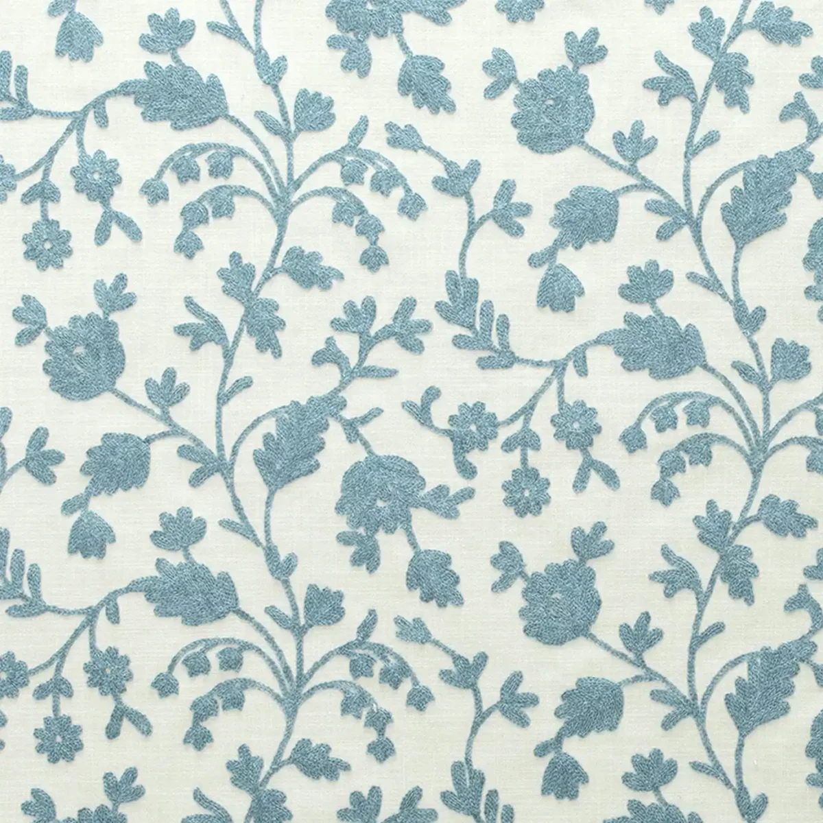 Lucca Fabric - Sky by blue botanical embroideried fabric from Fibre Naturelle
