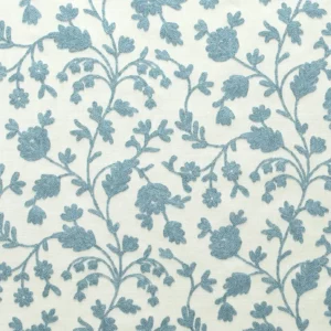 blue botanical embroideried fabric from Fibre Naturelle