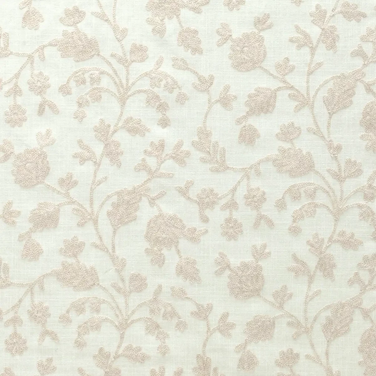 Lucca Fabric - Nature by white botanical embroideried fabric from Fibre Naturelle