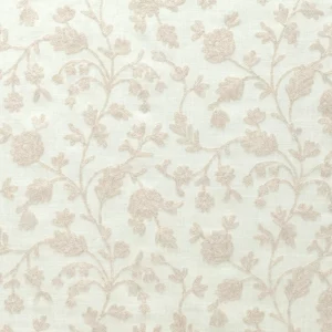 white botanical embroideried fabric from Fibre Naturelle