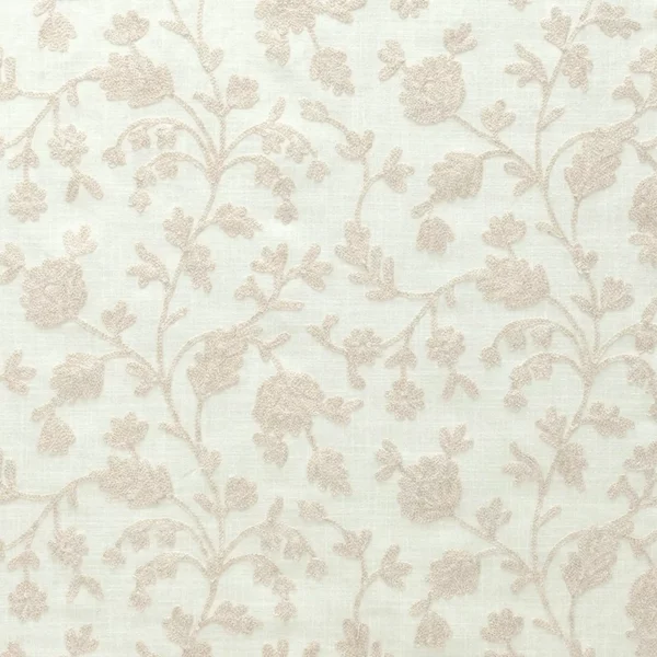 white botanical embroideried fabric from Fibre Naturelle