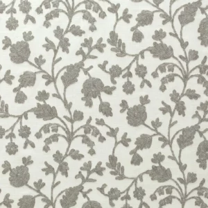 black-grey botanical embroideried fabric from Fibre Naturelle