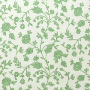 green botanical embroideried fabric from Fibre Naturelle