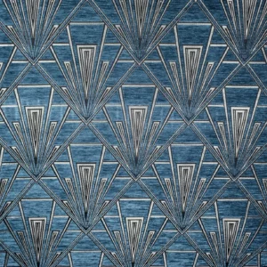 blue geometric velvet-chenille fabric from Fibre Naturelle