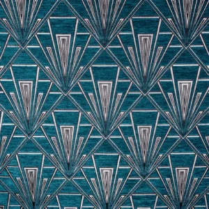blue geometric velvet-chenille fabric from Fibre Naturelle