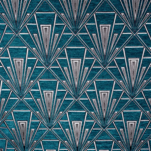 blue geometric velvet-chenille fabric from Fibre Naturelle