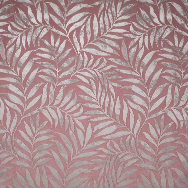 Ella Fabric - Dusky Pink by pink botanical jacquard fabric from Fibre Naturelle