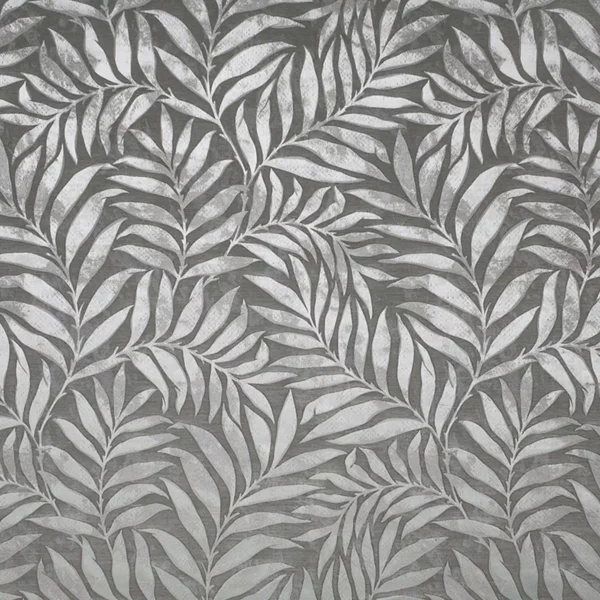 Ella Fabric - Charcoal by black-grey botanical jacquard fabric from Fibre Naturelle