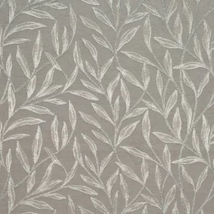 black-grey botanical embroideried fabric from Fibre Naturelle