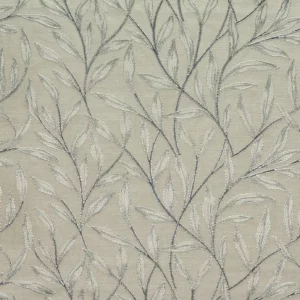 black-grey botanical embroideried fabric from Fibre Naturelle