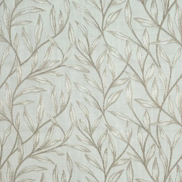Fontaine Fabric - Cloud by white botanical embroideried fabric from Fibre Naturelle