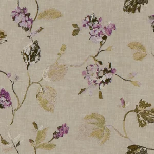 black-grey botanical embroideried fabric from Fibre Naturelle