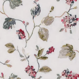 multicolour botanical embroideried fabric from Fibre Naturelle