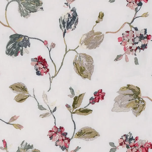 multicolour botanical embroideried fabric from Fibre Naturelle