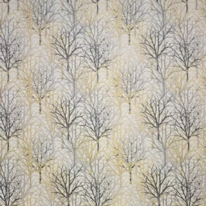 black-grey botanical jacquard fabric from Fibre Naturelle