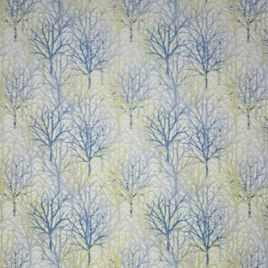 blue botanical jacquard fabric from Fibre Naturelle