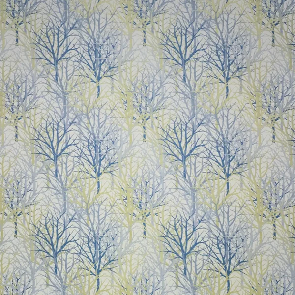 blue botanical jacquard fabric from Fibre Naturelle