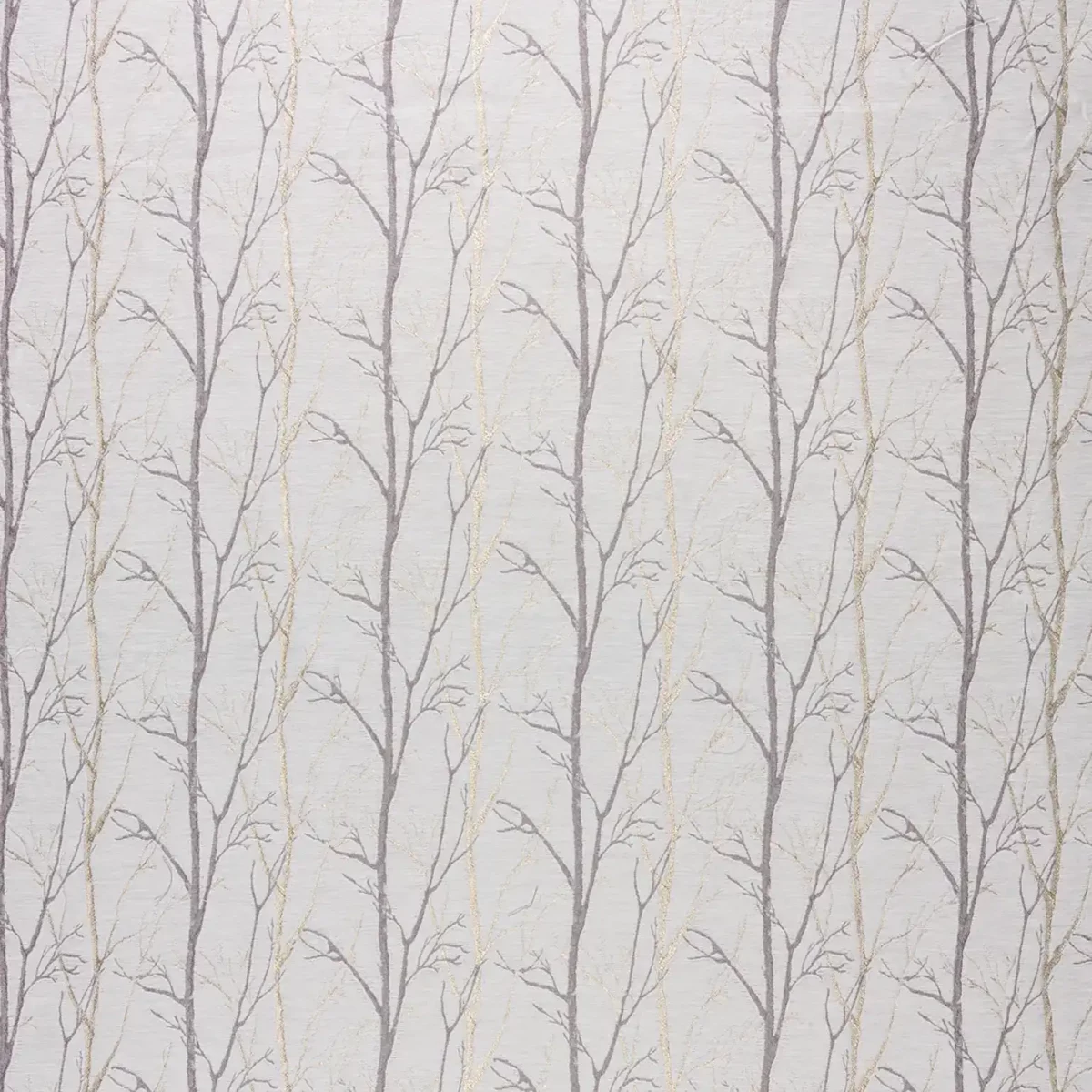 Burley Fabric - Silver Birch by black-grey botanical embroideried fabric from Fibre Naturelle